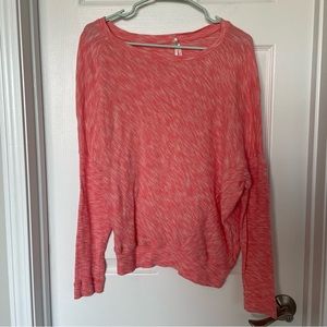 Anthropologie Pink Orange Peachy 100% Cotton Knit Long Sleeve Top Size Small